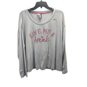 Womens Jaclyn Intimates Give Me A Break Crop Pajama Top Size 1X